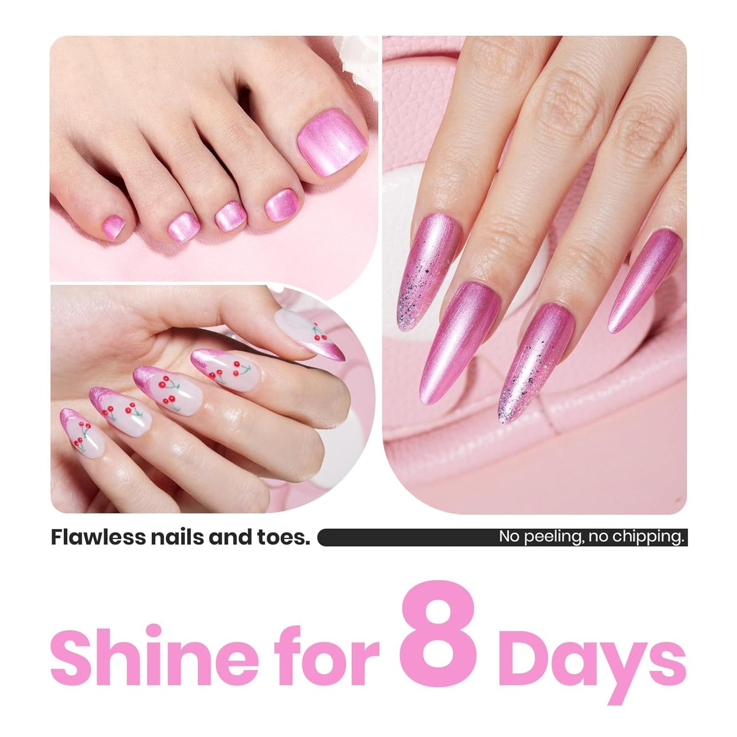 Beetles Sakura Pink Pearl Nail Polish - 15ml Quick Dry & Long Lasting Shimmer Art Effect for Nail Salon DIY at Home