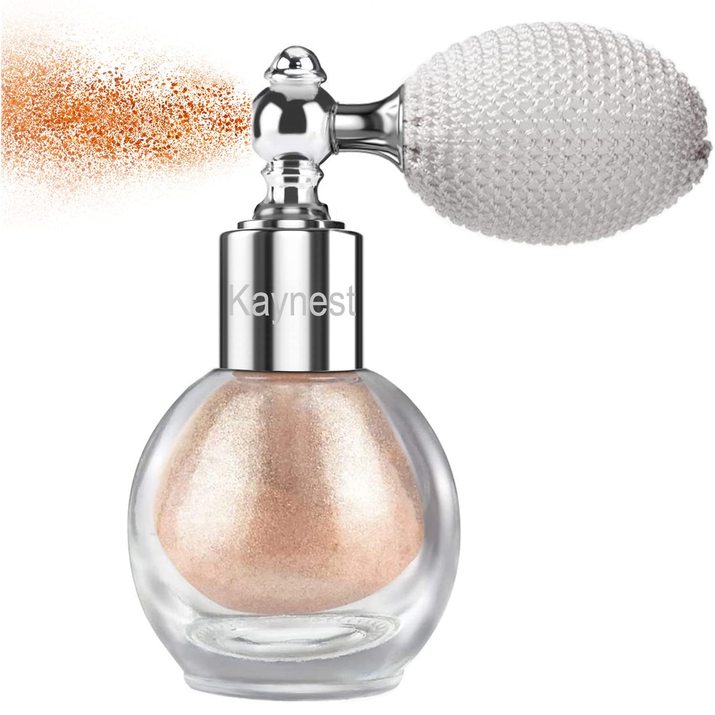 Champagne Highlighter Spray, Loose Shimmer Powder High Gloss Makeup Mist for Body, Face, Hair, Long Lasting Glitter Hairspray for Festive Party, Stage Shows, Nightclubs, Bar (2#)