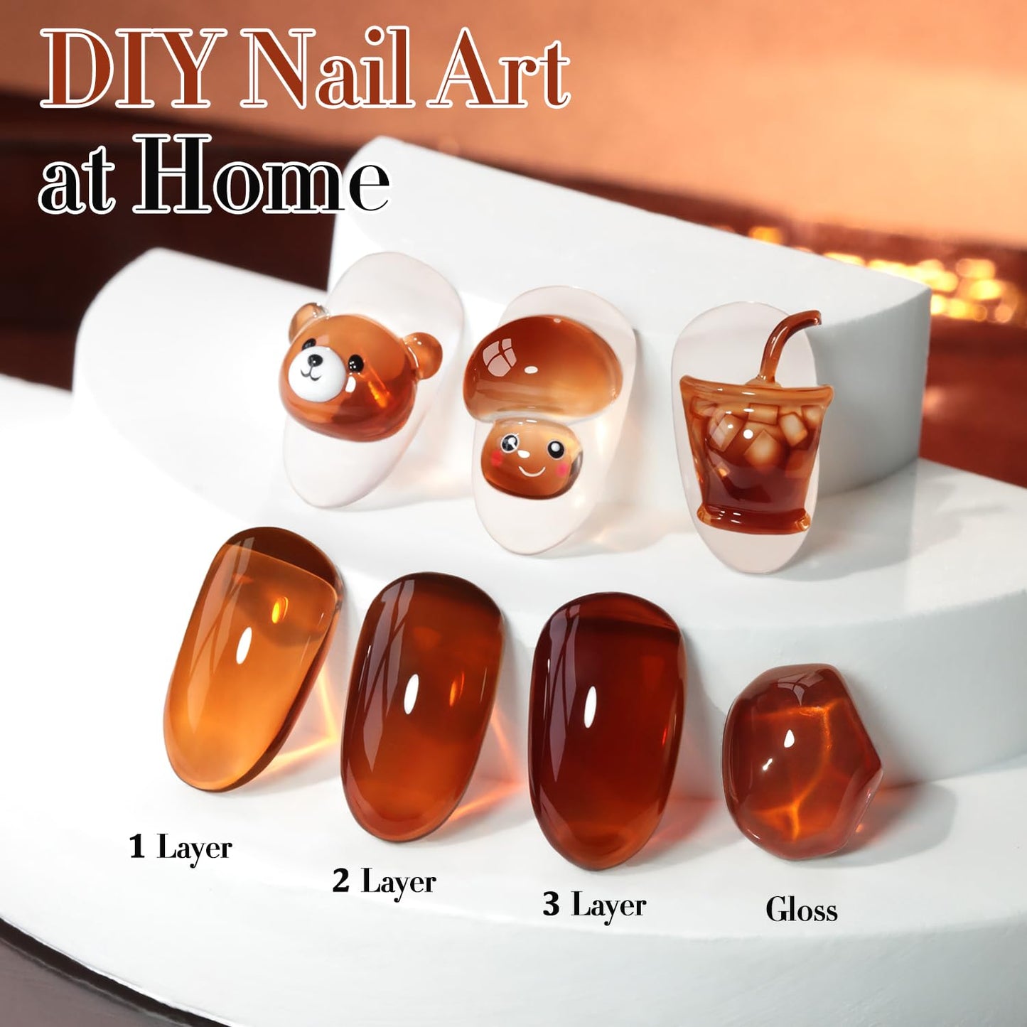 Double Rhythm 0.5 Oz Jelly Gel Polish Same Color Same Bottle Sheer Neutral Natural Light Milky Pastel 15ML Translucent Polish Art DIY at Home (Dark Brown-A1673)