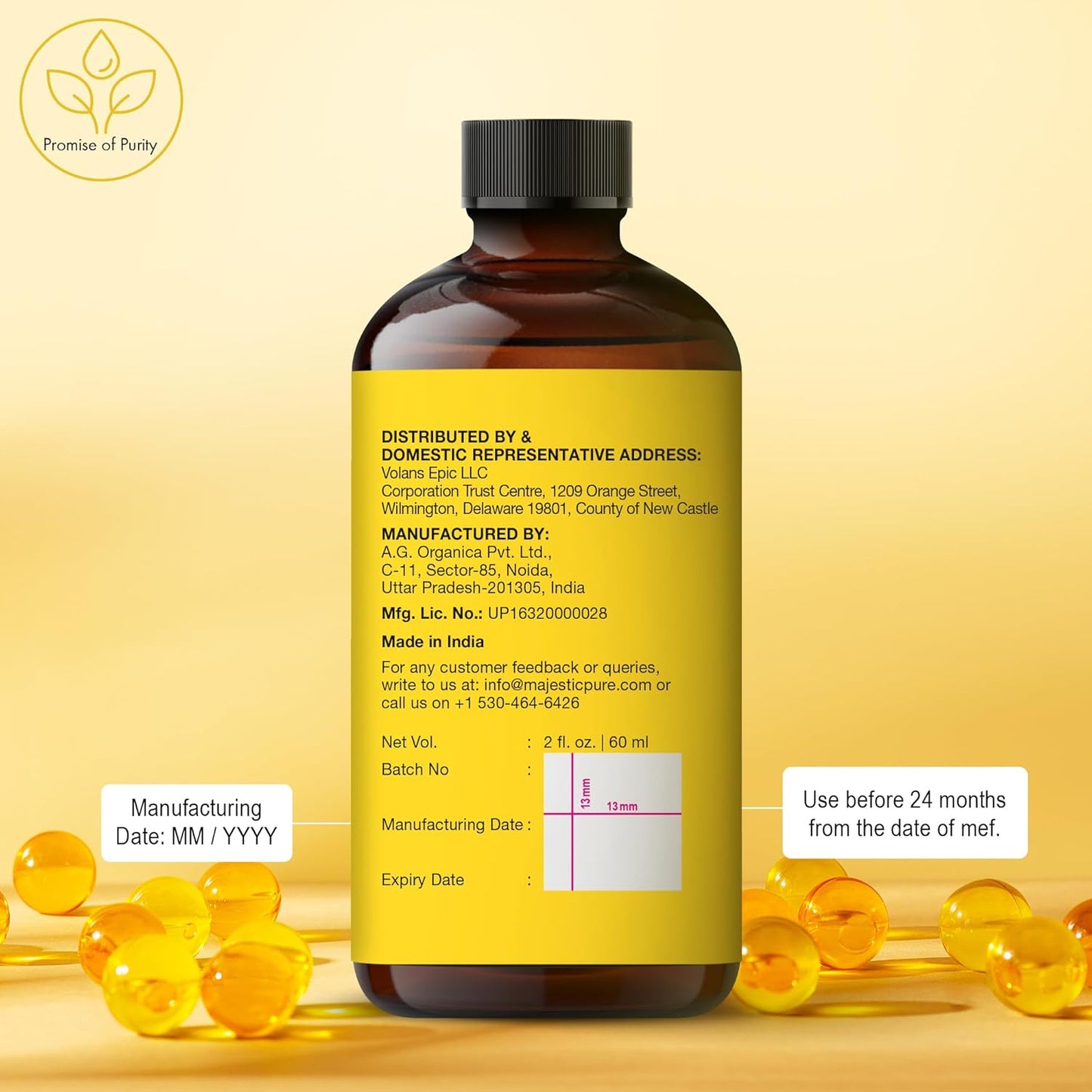 Majestic Pure Vitamin E Oil - 100% Pure & Natural, 70,000 IU | Premium Grade, Cold-Pressed and Tocopherol to Repair Dry, Damaged Skin| Moisturizing Skin, Hair and Scalp 2 Fl Oz