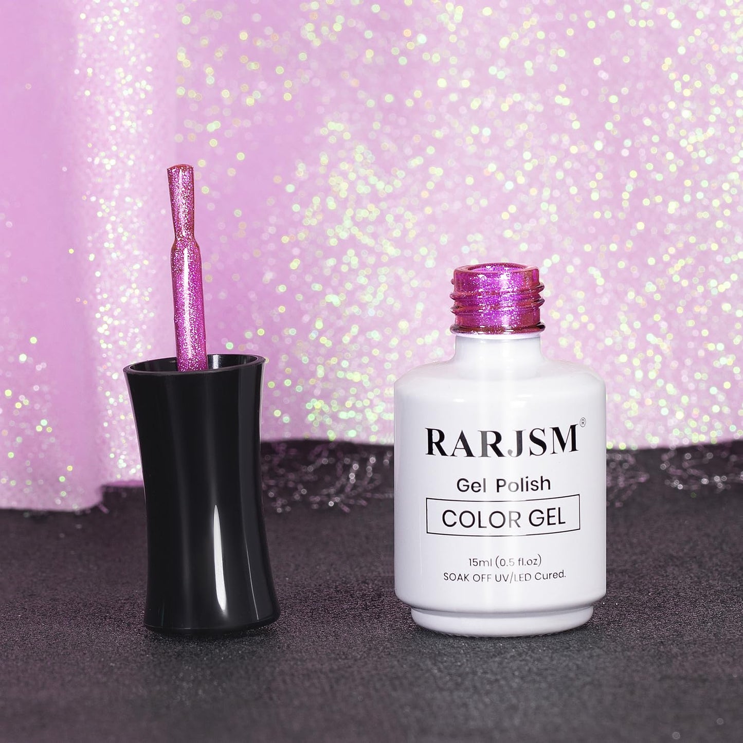 RARJSM Cat Eye Gel Polish Fuchsia Purple Pink 15ml 9D Cateye Silver Glitter Galaxy Universal Velvet Effect Ice Gel Nail Polish with Magnetic Stick UV LED Curing Require Soak Off DIY Home Salon