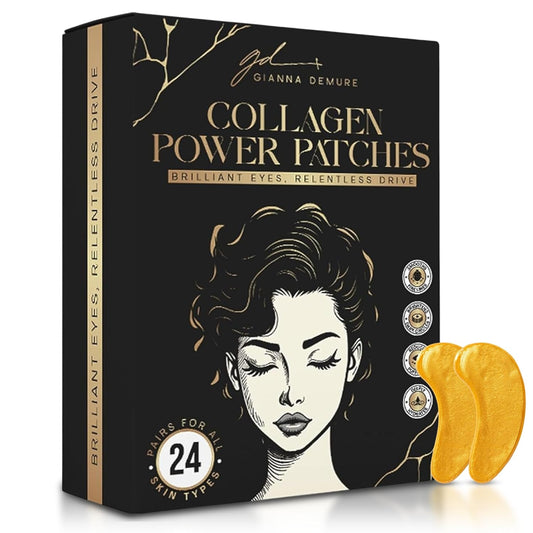 Undereye Mask Patches for Dark Circles, Puffiness & Wrinkles, Gold Eye Mask with Collagen, Caffeine & Hyaluronic Acid, Vegan & Cruelty-Free Eye Patches for Women and Men (24 Pairs)