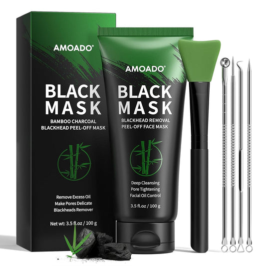 Blackhead Remover Mask, Charcoal Peel Off Mask Kit, (100g) Deep Pore Cleans,Oil Control, Blackheads Removal Peel Off Face Mask for Men & Women – Includes Brush,Extractor Tool