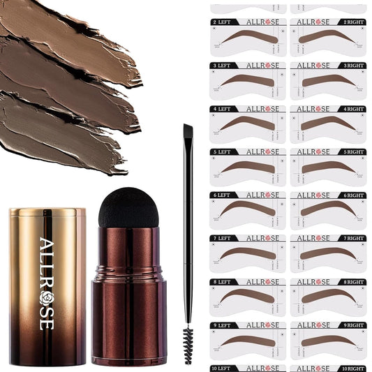 Eyebrow Stencils, ALLROSE Eyebrow Stamp Stencil Kit Perfect Eyebrow Waterproof Eye Brow Stamp Stencil Kits, Eyebrow Kit for Women with 20PCS Brow Shaping Kit Eyebrow Tinting Kit, Blonde