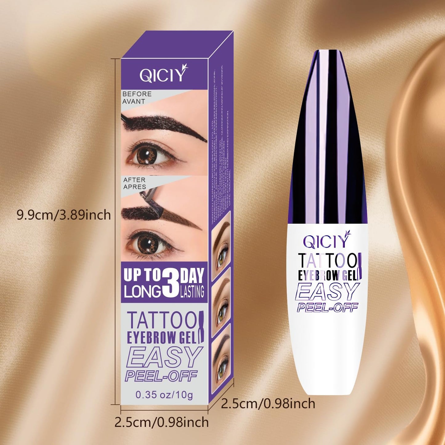 2PCS QICIY Easy Peel-Off Eyebrow Gel- QICIY Peel Off Tattoo Eyebrow Eye Brow Tint Waterproof & Sweatproof For All Skin Tones (Dark Brown)