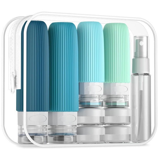 16 Pack Travel Bottles Set, TSA Approved Leak Proof Silicone Squeezable Containers for Toiletries, Refillable Travel Accessories for Conditioner, Shampoo, Lotion & Body Wash Accessories