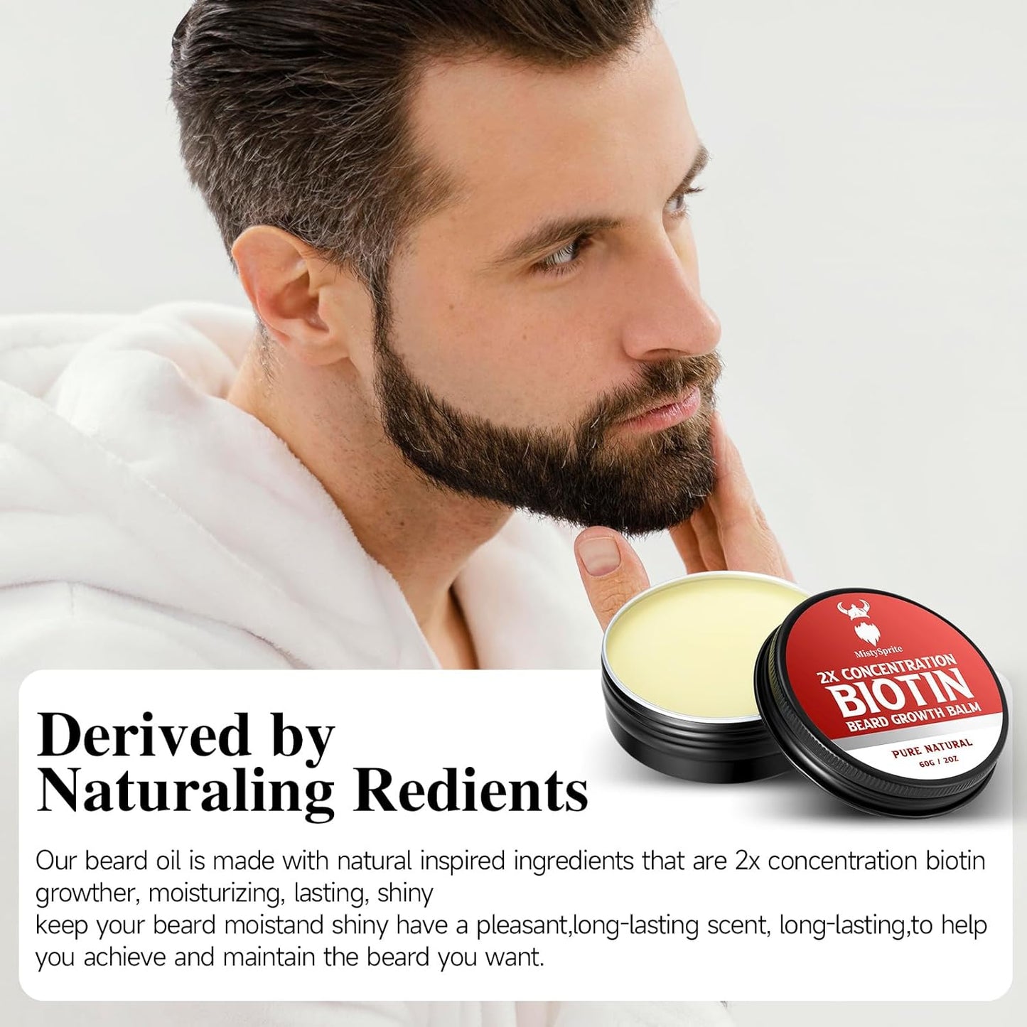 Beard Balm for Men & Conditioning Beard Wax - Made with Castor Oil Natural and Organic Ingredients - Hydrates & Thickens Facial Hair Growth- 2 Ounce Tin (Vanilla)