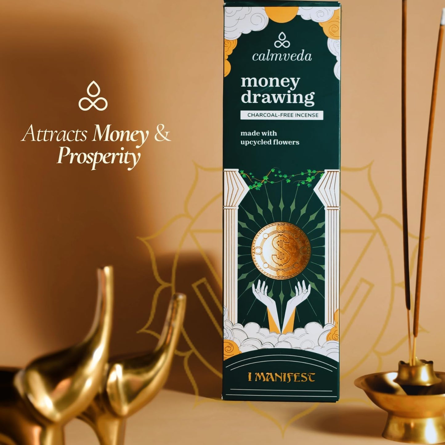 Attract Money Incense Sticks - for Manifestating Abundance (80+ Sticks) with Aventurine Crystal Keychain for Unlocking Wealth | Spicy Aroma of Cinnamon Incense & Clove