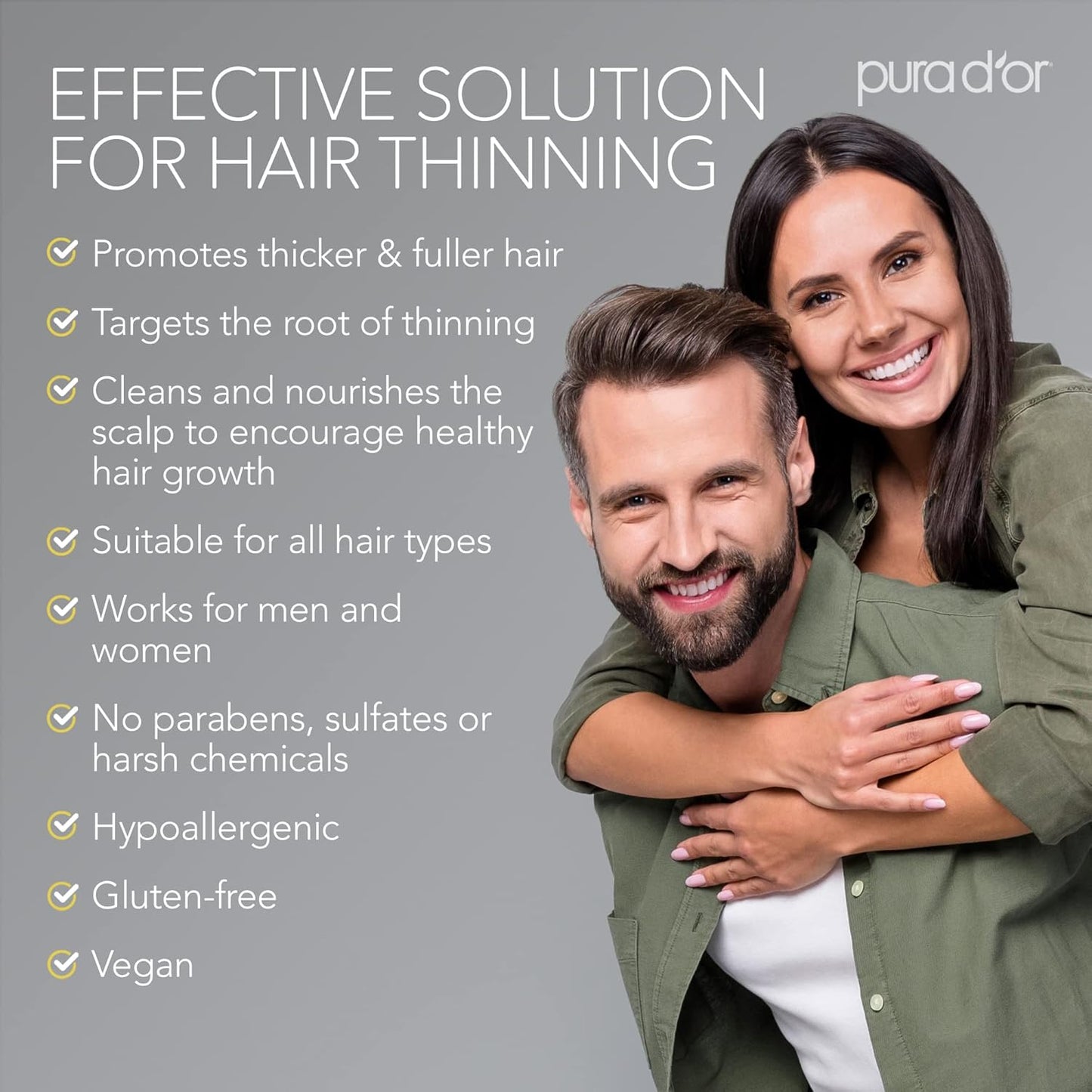 PURA D'OR Anti-Thinning Biotin Shampoo & Deep Moisturizing Conditioner Original Gold Label Set (16oz x2) Natural Earthy Scent, CLINICALLY TESTED Effective Results, Hair Thickening Product, Women & Men