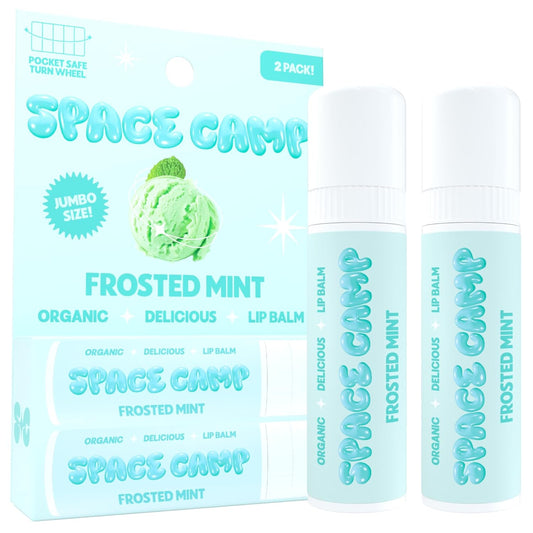 Space Camp Wellness Jumbo Lip Balm - Frosted Mint Organic Flavored Balm (2 Pack)