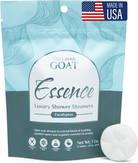 TLG Essence Shower Steamers Aromatherapy 7 Pack – USA Made with Extra Eucalyptus & Menthol – Shower Bomb for Relaxation, Strong-Scented Shower Tablets – Gift for Men & Women