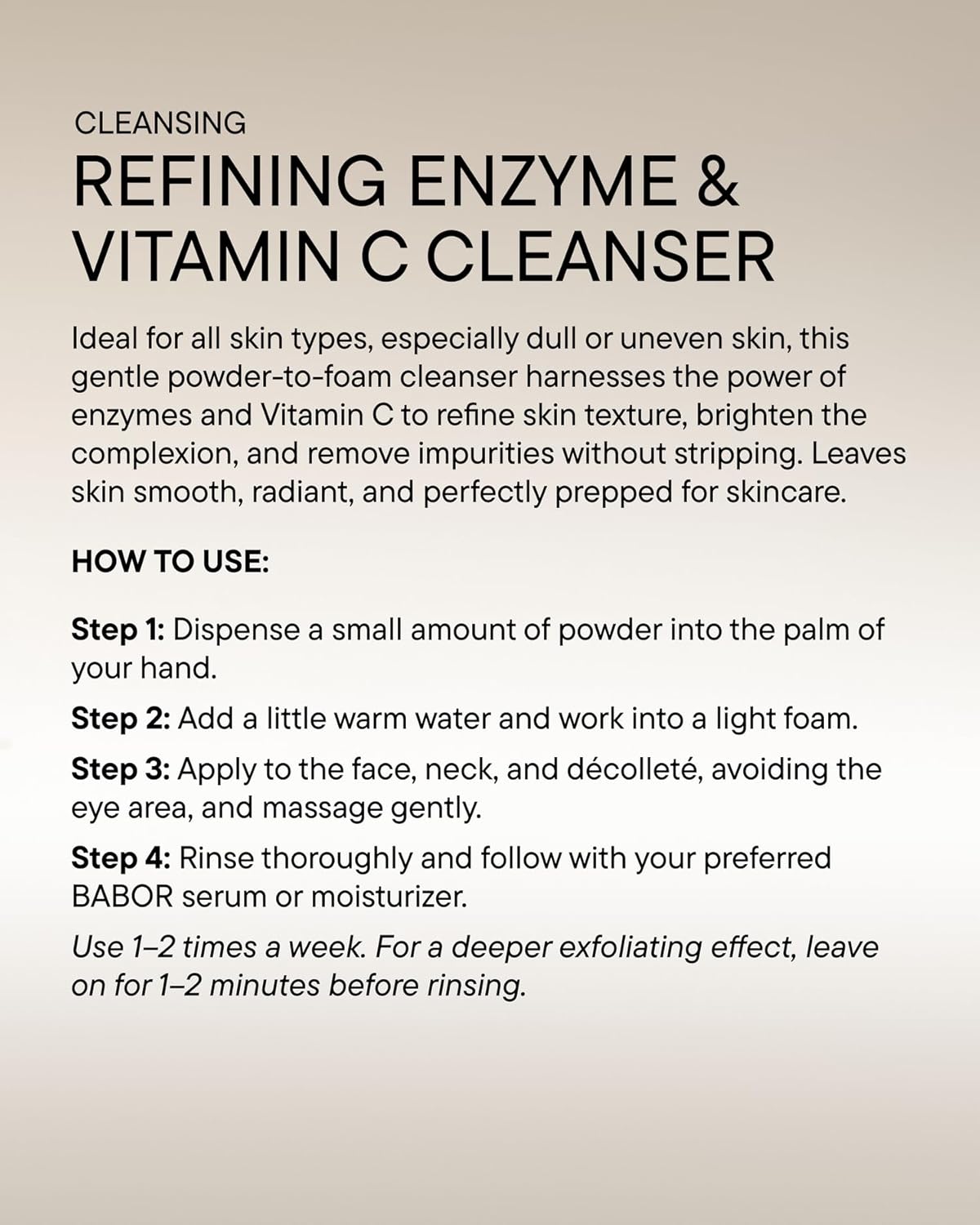 BABOR Refining Enzyme & Vitamin C Cleanser, Enzyme Powder Cleanser, Exfoliating Face Wash Polish, Gentle Facial Scrub to Brighten and Even Complexion