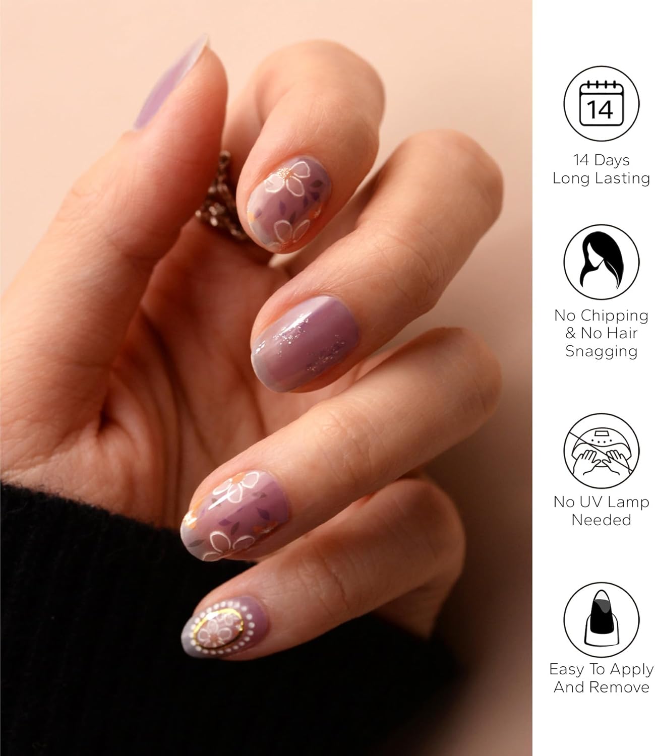 Nail Polish Strips, 20Pcs Salon Quality Gel Nail Stickers, Easy Long Lasting Wraps for Short Nails no UV Light Needed (Rainy Sky)