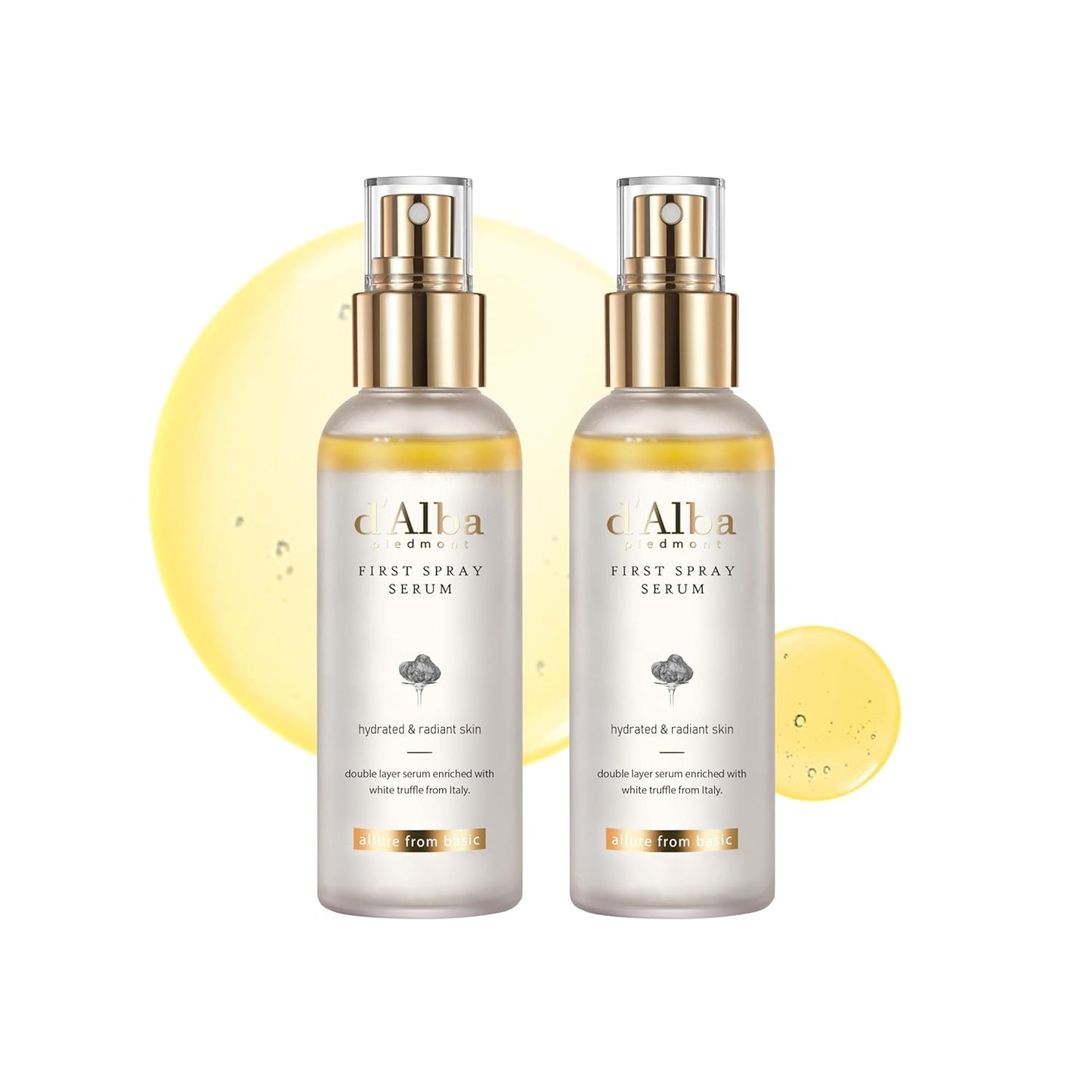 [2 Bottles] d'Alba Piedmont Italian White Truffle First Spray Serum, Vegan Skin Care, Hydrating Face Moisturizer, Glow Serum for Radiant Skin, Non Comedogenic, All In One Mist (total 6.76 fl oz.)