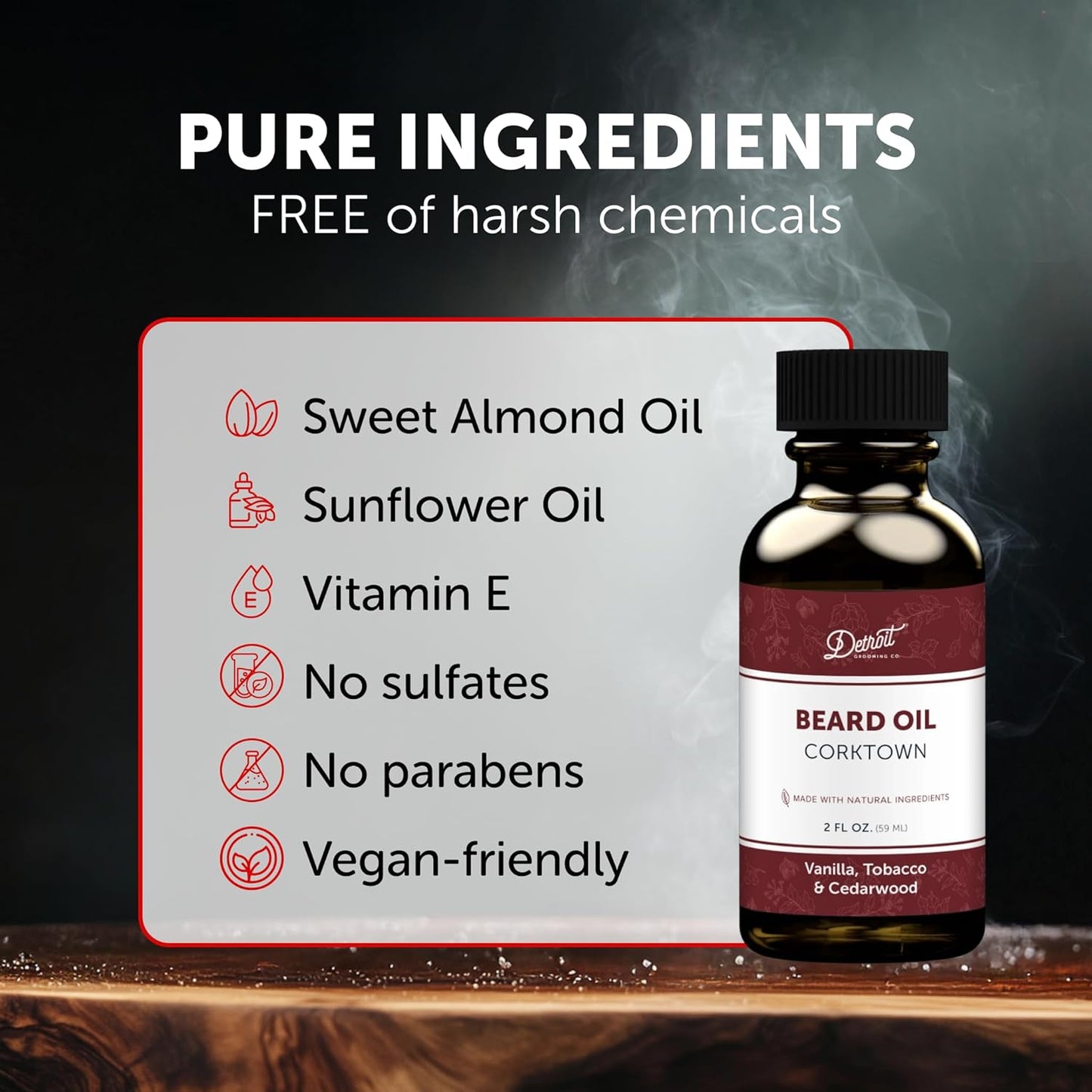 Detroit Grooming Beard Oil | Hydrating & Nourishing Formula with Vitamin E • Corktown Scent (2 oz)