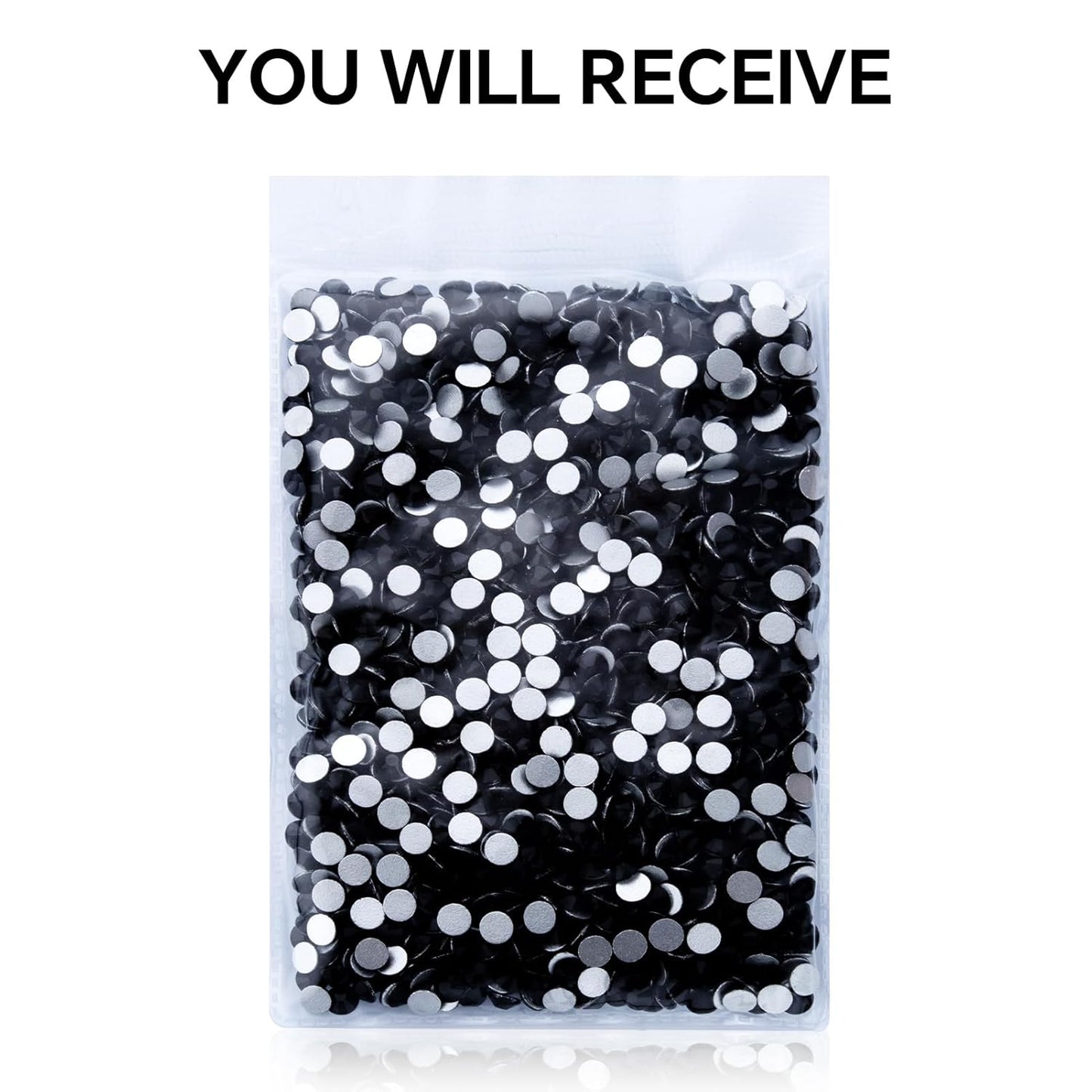1440Pcs Black Crystal Rhinestones,Glass Flatback Rhinestones Gemstones for Nail Face Makeup Art Crafts Clothes Decoration -(SS20,4.8mm,Black)