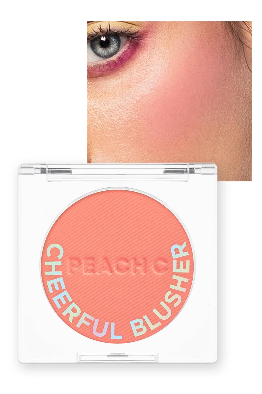 Cheerful Blusher | Peach Blush for Cheeks Powder Makeup | Korean Makeup Creamy Blush Powder | Fine Pigmented Blush | Powder Compact Make Up Blush 0.14 Oz. (02 Peachful)