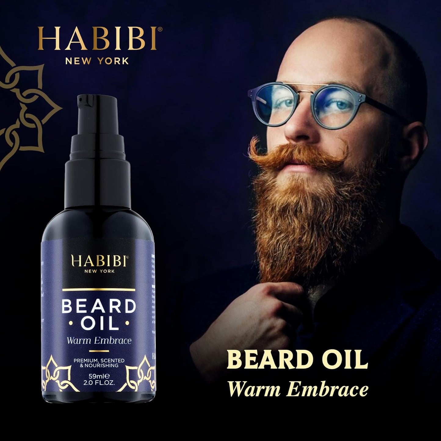 H HABIBI Warm Embrace Beard Oil – 2.0 Fl. Oz Naturally Derived Beard Growth Oil for Men, Beard Care Essential – Hydrates, Nourishes & Promotes Healthy Growth, Made in USA