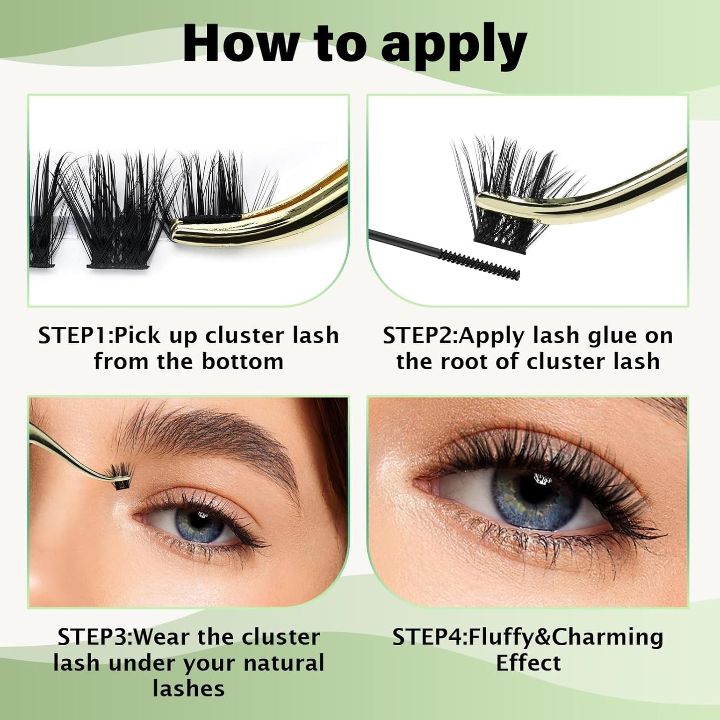 Lash Clusters 96pcs Individual Lashes Y22 D Curl 14mm Eyelash Clusters KEYYOU Volume Wispy Lash Extension Soft&Comfortable Easy DIY at Home(Y22,D-14mm)