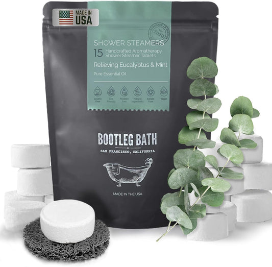 Shower Steamers Aromatherapy Eucalyptus and Mint 15 Pack, 100% Pure Essential Oil, All Natural, for Men and Women, Made in USA