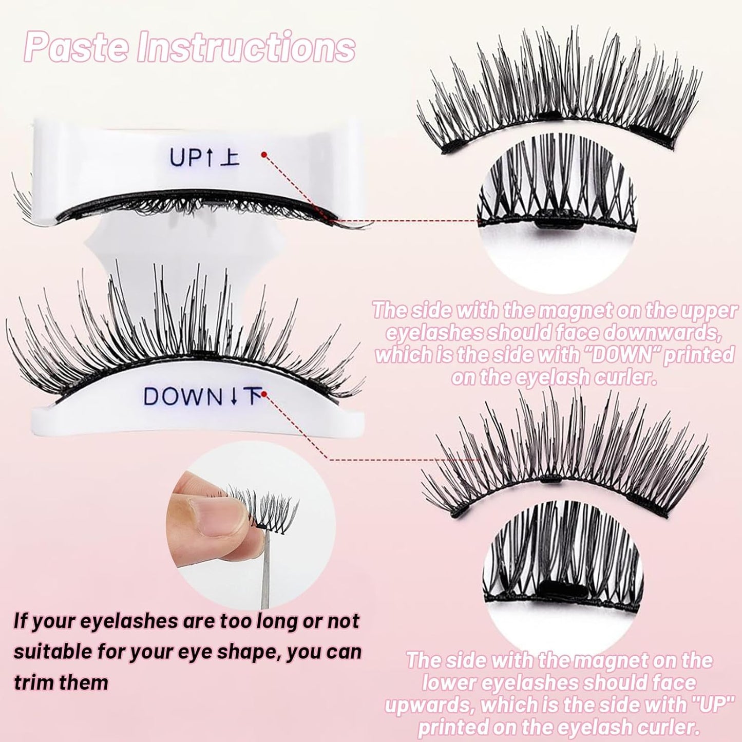 Lumentes Magnetic Eyelashes, Lumentes Magnetic Eyelashes with Applicator, Reusable No Glue Lashes, Natural Look Soft Comfortable Magnetic Lashes, Easy to Wear and Remove (Cherry Blossom Black)