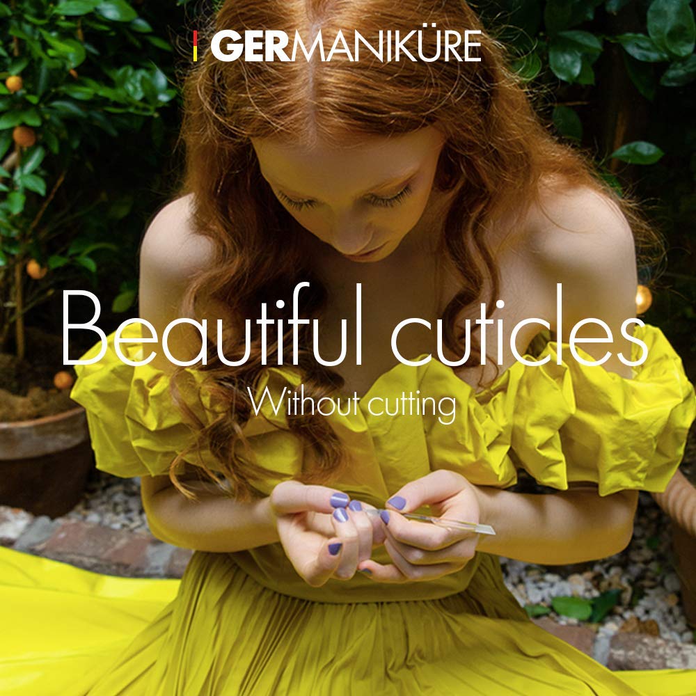 GERMANIKURE 4pc Mini Professional Manicure Set in Suede Case - FINOX Stainless Steel Tools Made in Solingen Germany, Glass Nail Care Supplies Made in Czech Republic