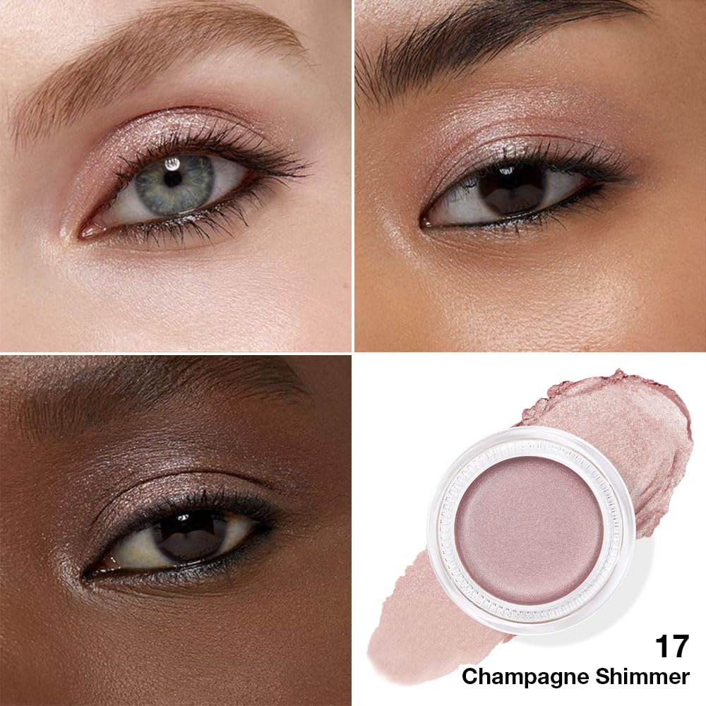 Cream Glitter Champagne Shimmer Metallic Eyeshadow Palette Makeup, Natural Single Mini Instant Holographic Eyeshadow For Women, Sombras Crema Para Ojos, Talc, Paraben&Cruelty Free, 17