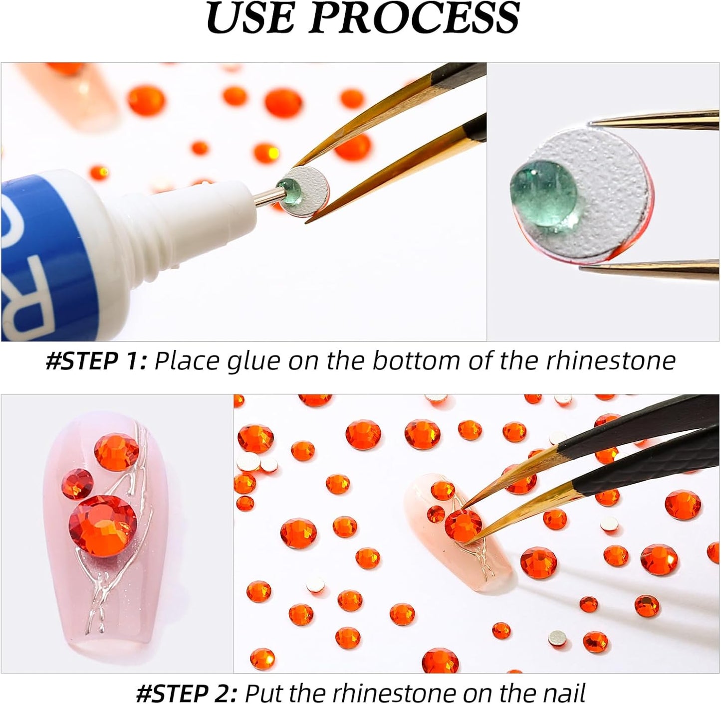 Hyacinth Flatback Rhinestones, Glass Rhinestones for Nail Art and Craft, Glue Fix, Loose Crystal Gemstones(Orange, SS12, 1440pcs, 2.9-3.0mm)