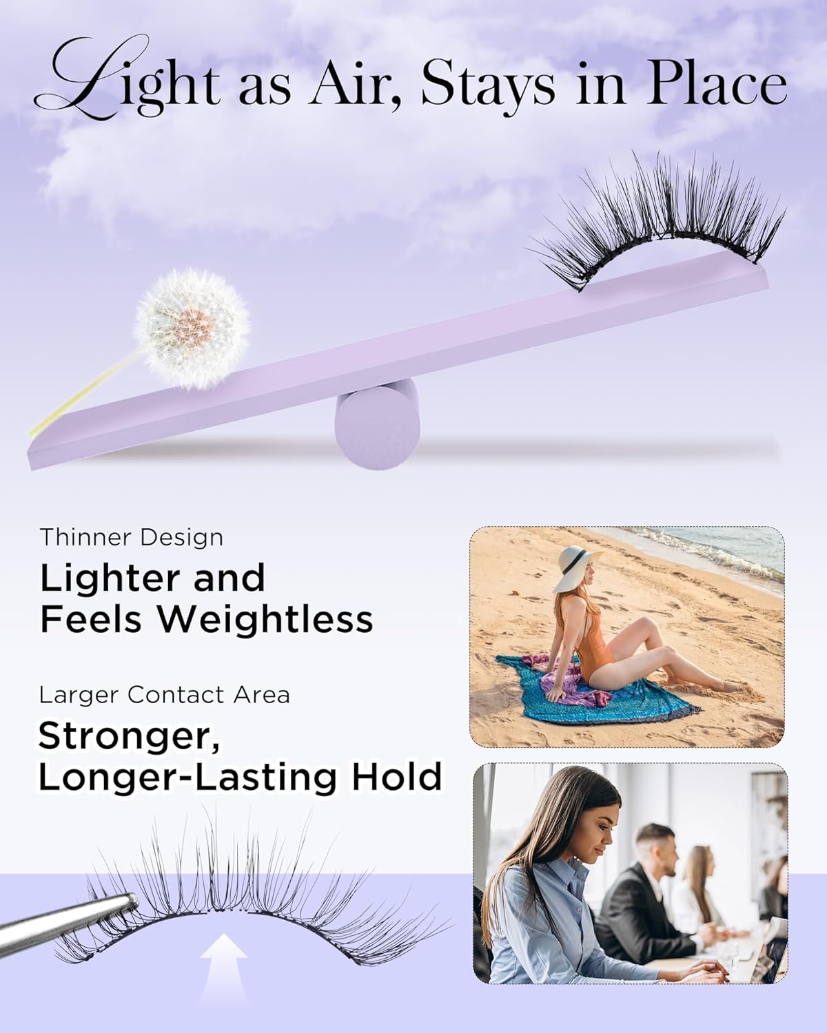 BEYELIAN Magnetic Eyelashes with Applicator Kit, Reusable Natural Look False Lashes, No Glue Needed Soft Magnetic Lashes for Eye MAGIC-100 (Lightweight & Comfortable)