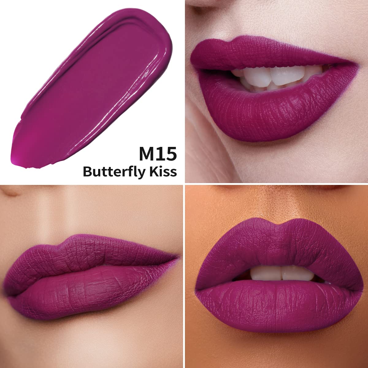 Oulac Matte Liquid Purple Lipstick for Women, Dark Violet Long Lasting Lipstick, Waterproof Lip Stain, No Transfer, Creamy High Pigmented Formula with Vitamin E, Vegan & Cruelty-Free M15