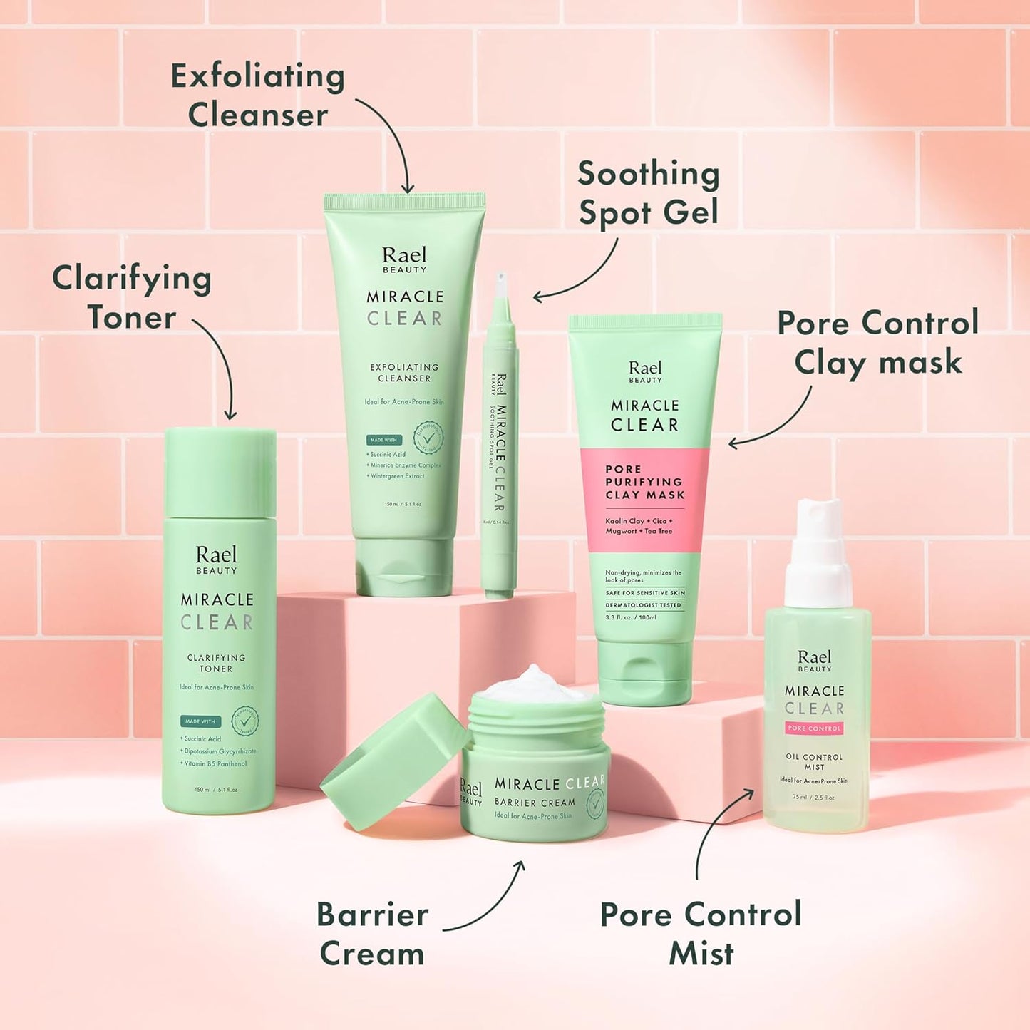 Rael Blackhead Remover, Miracle Clear Clay Mask, Exfoliating Face Wash, Pore Minimizer, Gentle and Hydrating, with Tea Tree, Vegan, Korean Skin Care (3.3 fl oz)