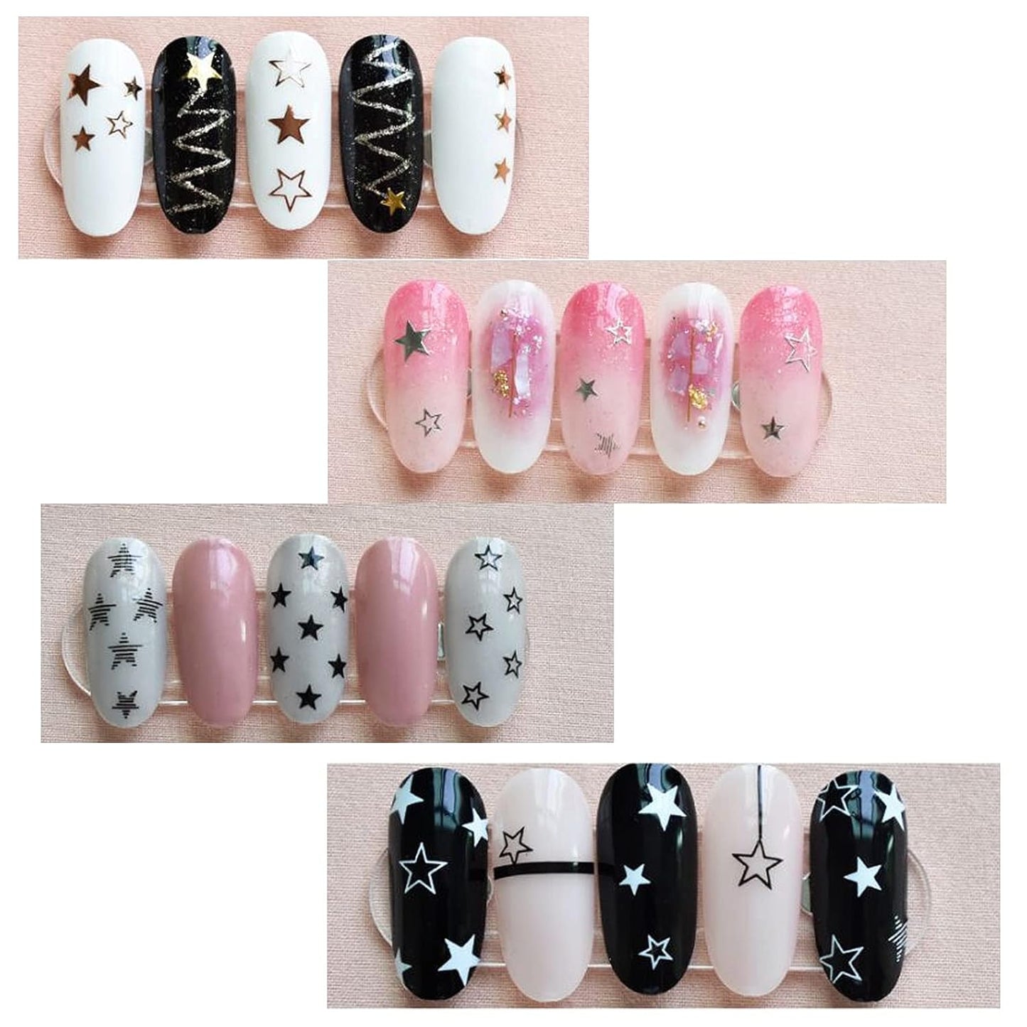 12 Colors Stars Nail Stickers for Women Girls Kids - 3D Self Adhesive Star Decals for Natural Fingernails and Acrylic Nails - Star Decor for Nail Art Design DIY Decoration