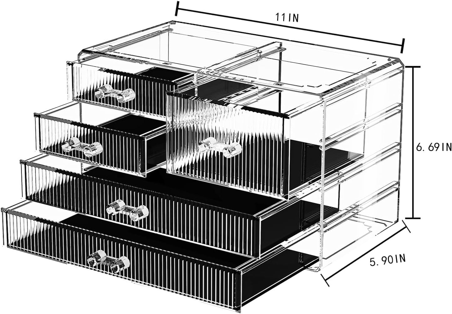 ZHIAI Stackable Storage Drawers, Acrylic Bathroom Counter Organizer Clear Makeup Organizers for Vanity, Kitchen Cabinets, Bathroom, Undersink, Home Organization and Storage (5 Drawers, Pattern E)