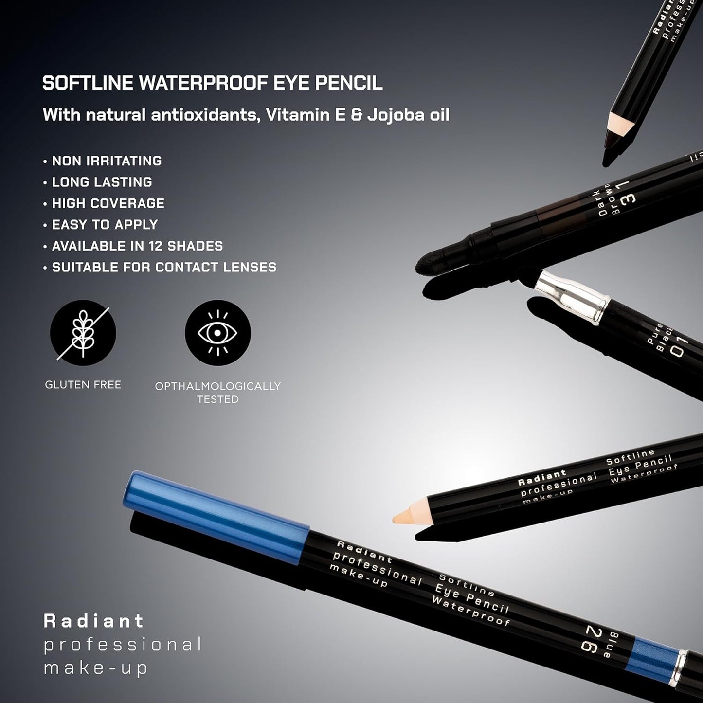 Radiant Professional Black Waterproof Eyeliner Pencil - Eyeliner Waterproof Smudge Proof for Woman - Long Lasting Under Eye Pencil for Smoky Eye - Soft Waterline Eye liner Smudger Tool, Prune (24)