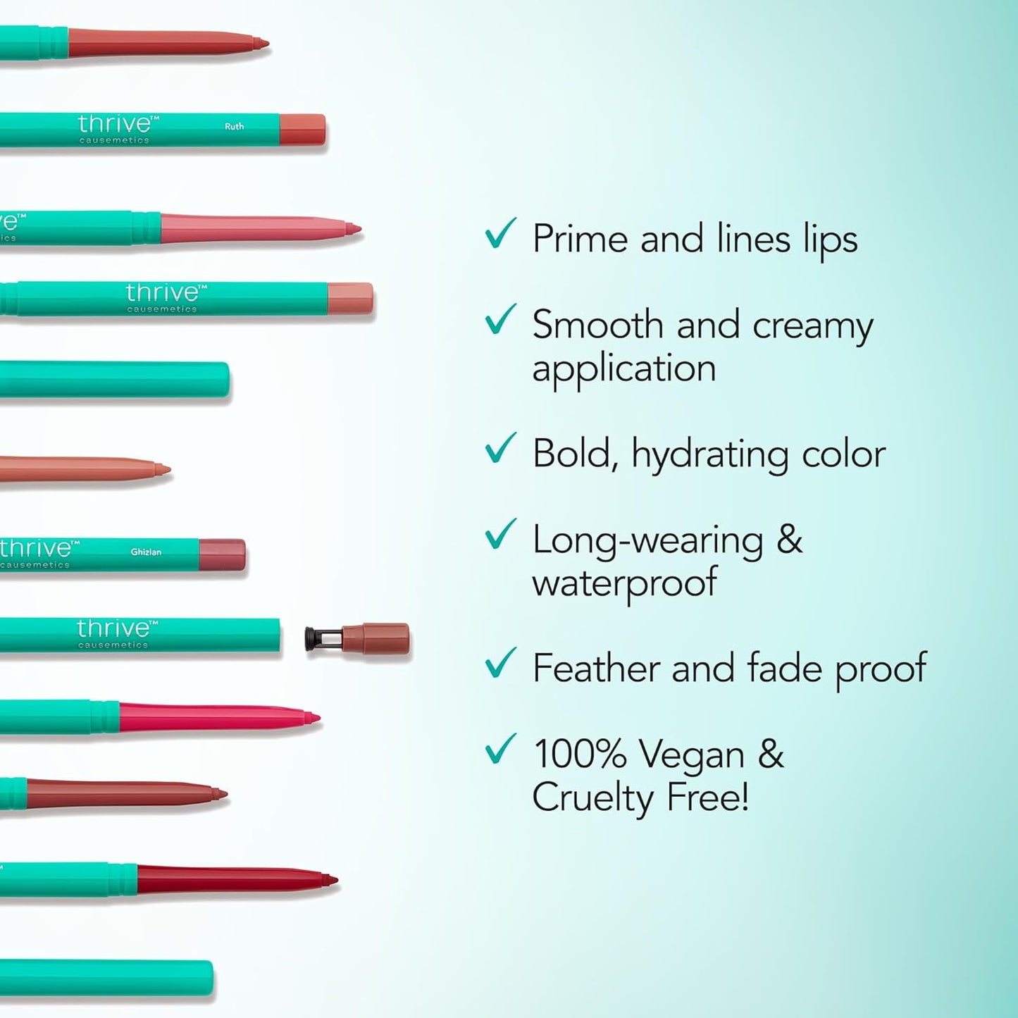 Thrive Causemetics Lip Filler Long-Wearing + Plumping Lip Liner, Shea Butter Hydrating Lip Plumper Retractable Lip Liner Pencil, Built In Sharpener, Vegan & Cruelty Free, Jesse (Pale Rose Ginger)