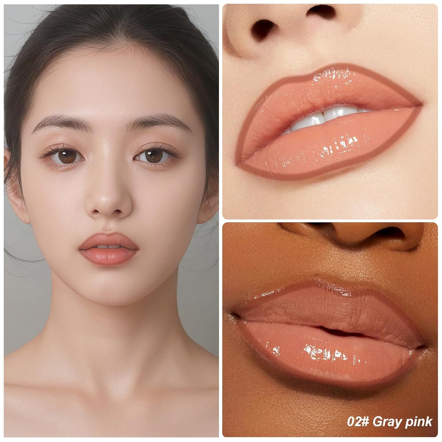 KISSIO Lip Stain Set,Peel Off Lip Liner Stain and Lip Care Oil,Transfer Proof,Long Lasting and Waterproof Lip Tint,Matte Finish,Lip Combo,02 Gray pink