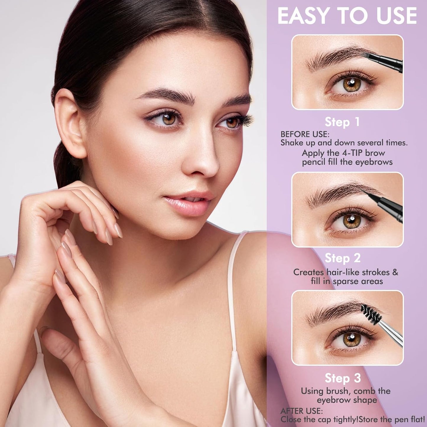 LAVONE Eyebrow Pencil, 2-In-1 Waterproof Eyebrow Pen, with 3 Tip Microblading Eyebrow Pen and Ultra-Precise Brow Pencil, Dual-ended Eyebrow Brush, for Eyebrow Makeup - Blonde