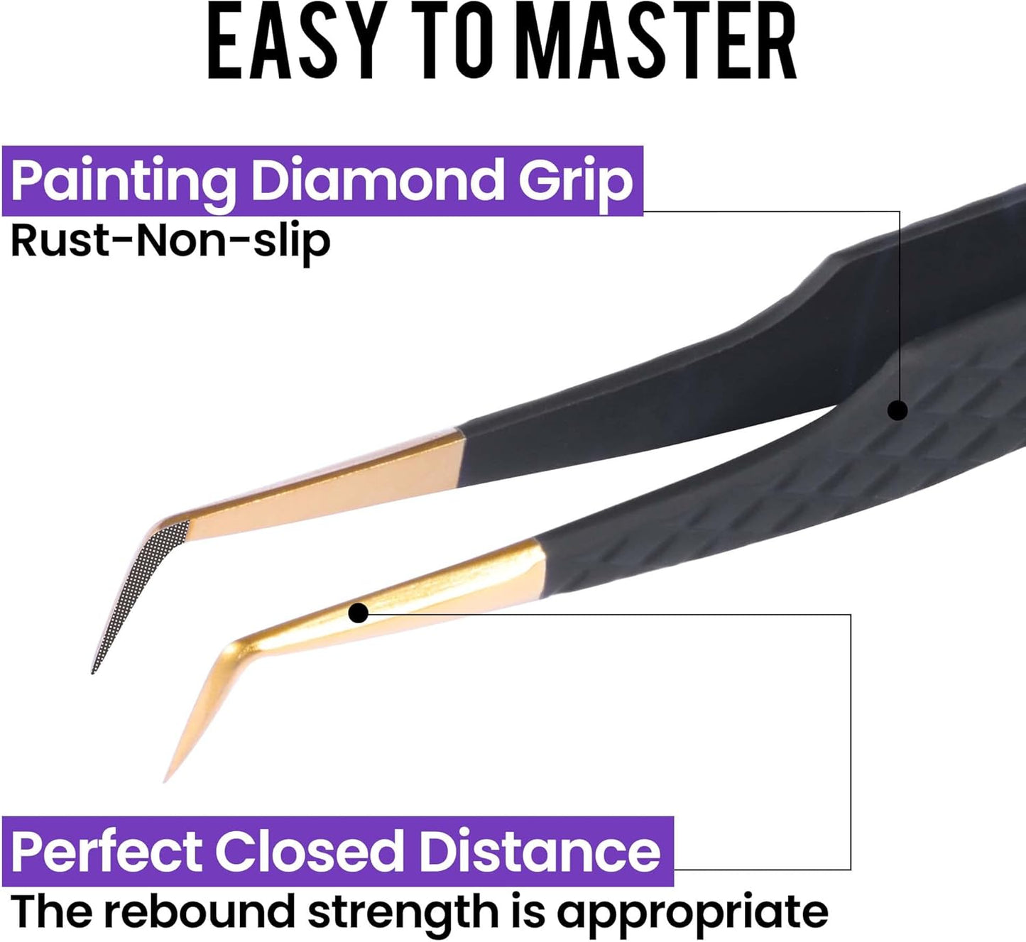 Fiber Tip Lash Tweezers For Eyelash Extension 4 Pcs Tweezers Professional Artist Tech Work Kit Tools,Best Volume Eyelash Lashes Extensions Precision Supplies Boot Volume 90 45 Degree(Black)