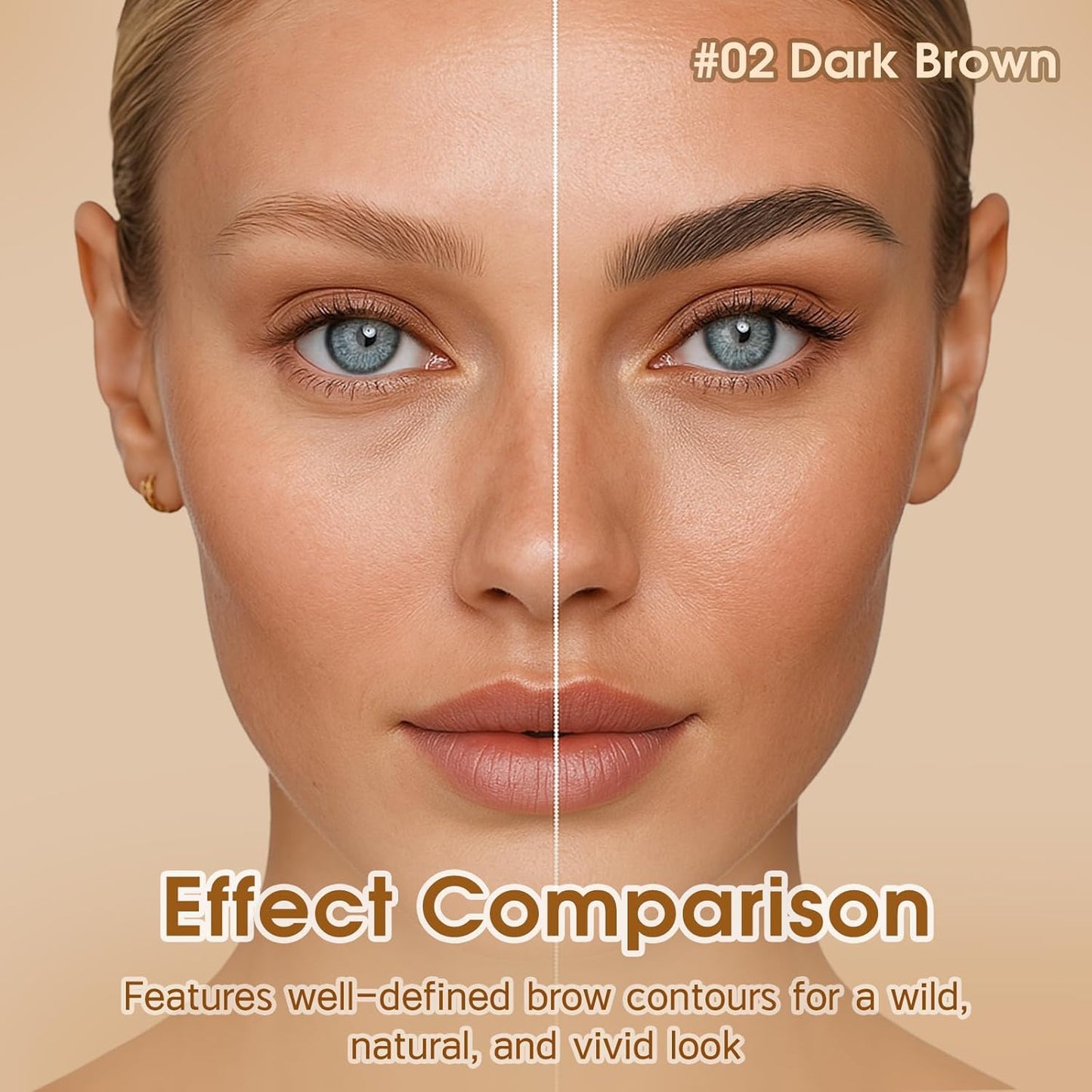 Microblading Brow-Fection Brow Eyebrow Pencil – Angled Brush Tip, Wild Natural Hair-Like Strokes, Patented Design, Long-Lasting & Smudge-Proof, for Beginners & Pros(02 Dark Brown）