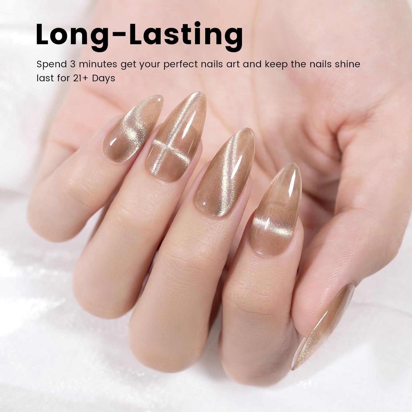 RARJSM Cat Eye Gel Nail Polish Nude Skin Tone Color Silver Glitter 15ml 9D Cateye Galaxy Universal Shimmer Velvet Ice Gel Polish with Magnetic Stick UV LED Curing Require Soak Off Home Salon