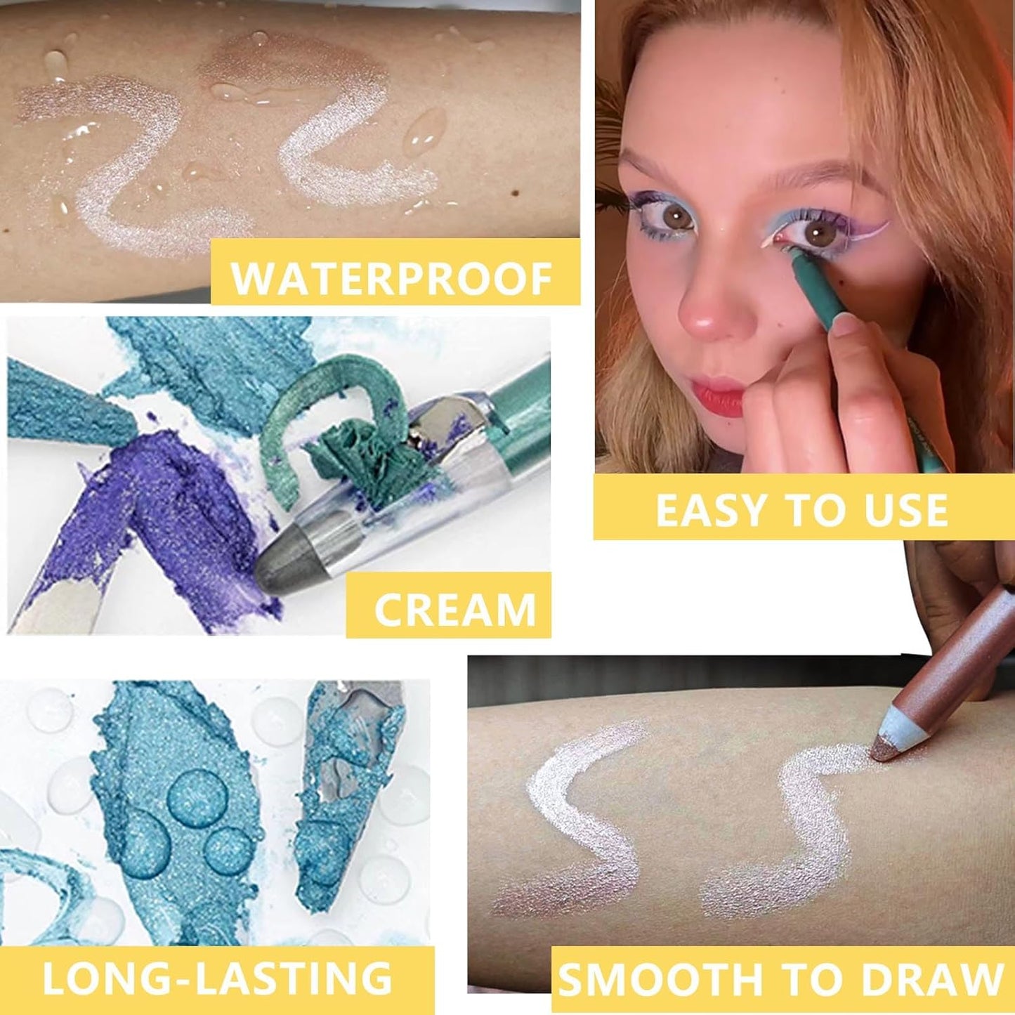 Purple Eyeshadow Stick, Highlighter Eye Liner,Eye Brightener Stick, Shimmer Creamy eyeshadow, Waterproof Eyeshadow Pencil Long Lasting Eye Shadow Makeup.#3 purple shimmer