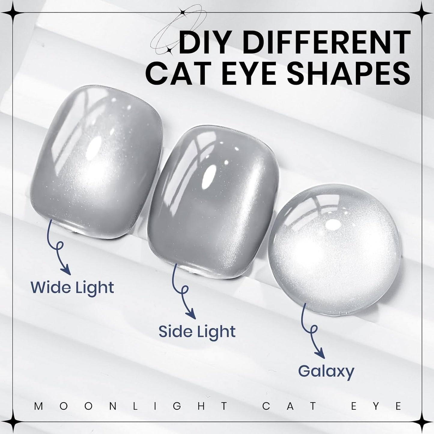 Silver Cat Eye Gel Nail Polish, Glitter Holographic Gel Polish with Magnet Moonlight Jelly Glass Magnetic Effect Soak Off U V Salon DIY at Home, 0.5 OZ