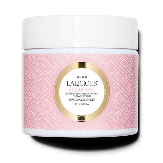 LALICIOUS Extraordinary Sugar Kiss Sugar Scrub, Exfoliating Body Scrub with Coconut Oil & Honey, Moisturizing Body Exfoliator for Glowing Radiant Hydrating Skin, Zero Greasy, No Parabens - 16oz