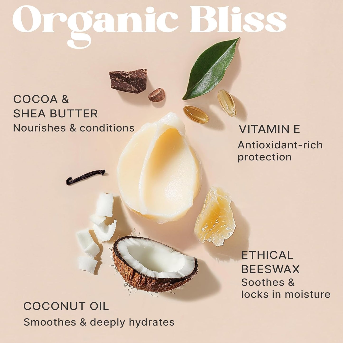 USDA Organic Lip Balm - USA Made with Natural Ingredients, Beeswax Vanilla Chapstick for Dry Lips, Gifts for Women, Birthday Gifts for Her & Him, Hydrating Lip Balm Beauty Gifts, Natural Chapstick