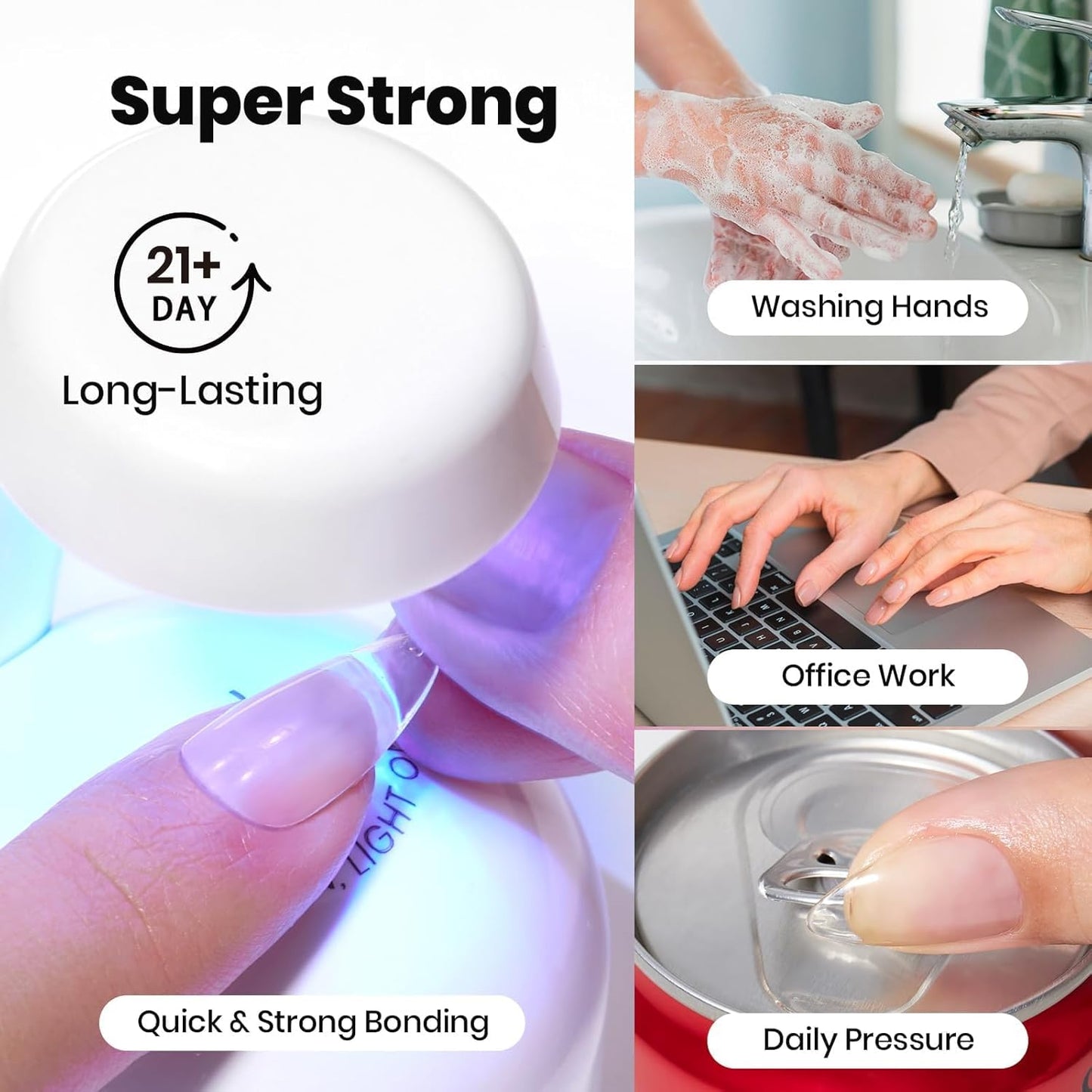 Beetles HEMA-Free Nail Glue & Primer Set, 2Pcs 10ml Super Strong 9 in 1 Nail Glue Gel and Bond Primer for Acrylic Fast Dry Nail Supplies, Long-Lasting Professional Nail Kit, U V Light Required