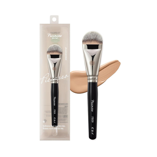 Piccasso FB20 Foundation Brush – Flat Makeup Brush for Liquid & Cream Foundation, Soft Synthetic Bristles for Seamless and High-Coverage Face Makeup, Professional Korean Beauty Tool for Daily Use