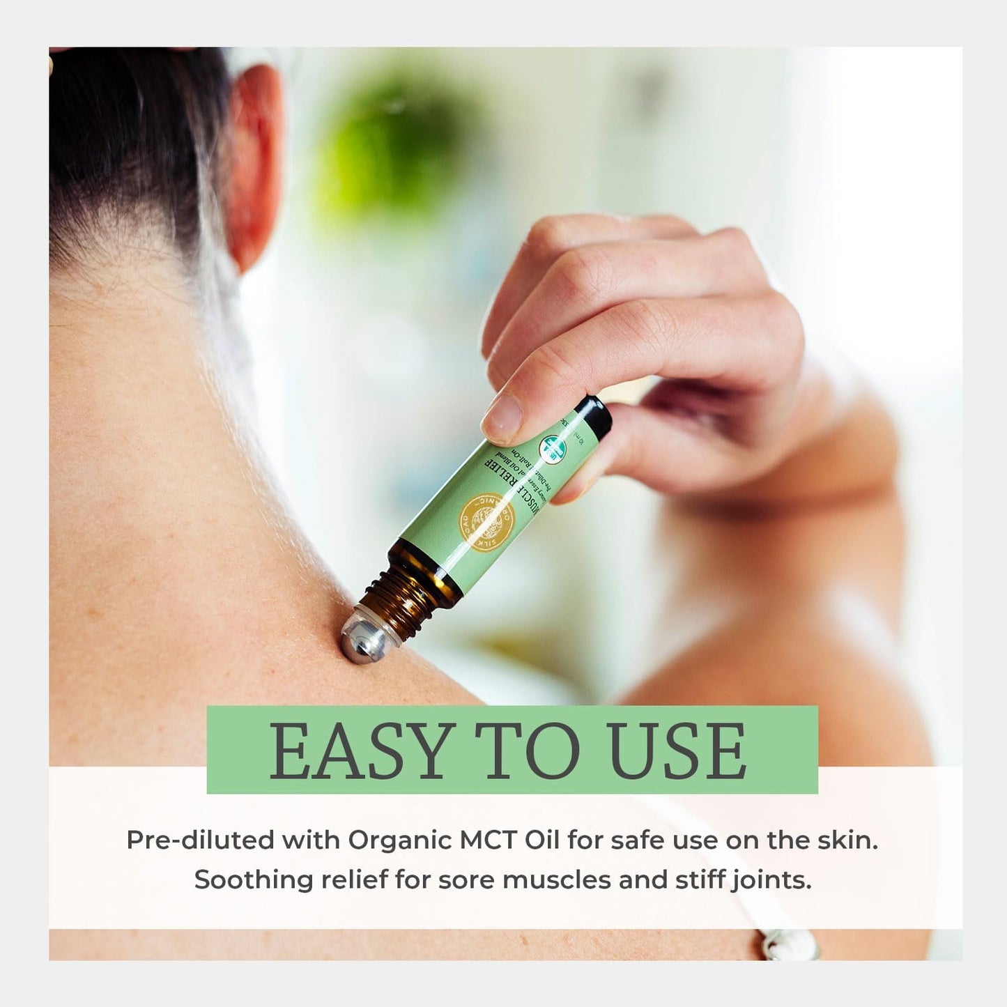 Silk Road Organic Muscle Relief Essential Oil Blend Roll On, 100% Pure USDA Certified Aromatherapy for Muscle Aches & Stiff Joints with Peppermint & Ginger - 10 ml Roller