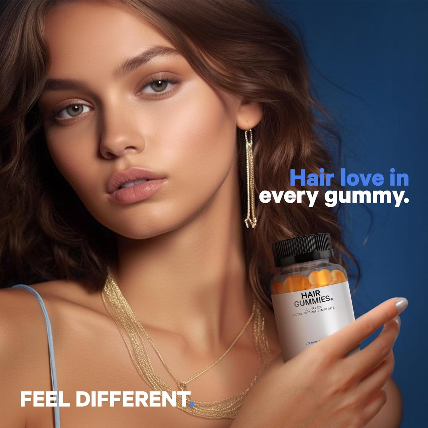 Codeage Hair Gummies, Biotin 5000 mcg, Sugar Free Growth Gummy Vitamins A, C, B6, B12, D3, Zinc, Inositol Supplement, Women & Men, Pantothenic Folic Acid, Nails, Skin, Strawberry Coconut Flavor, 60 ct