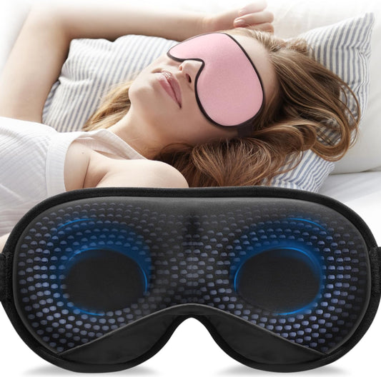 YFONG Weighted Sleep Mask, Women Men 3D Eye Mask Blocking Lights Sleeping Mask (4.2oz/120g), Pressure Relief Night Sleep Eye Mask with Adjustable Strap, Eye Cover Blindfold for Travel Nap Yoga, Pink