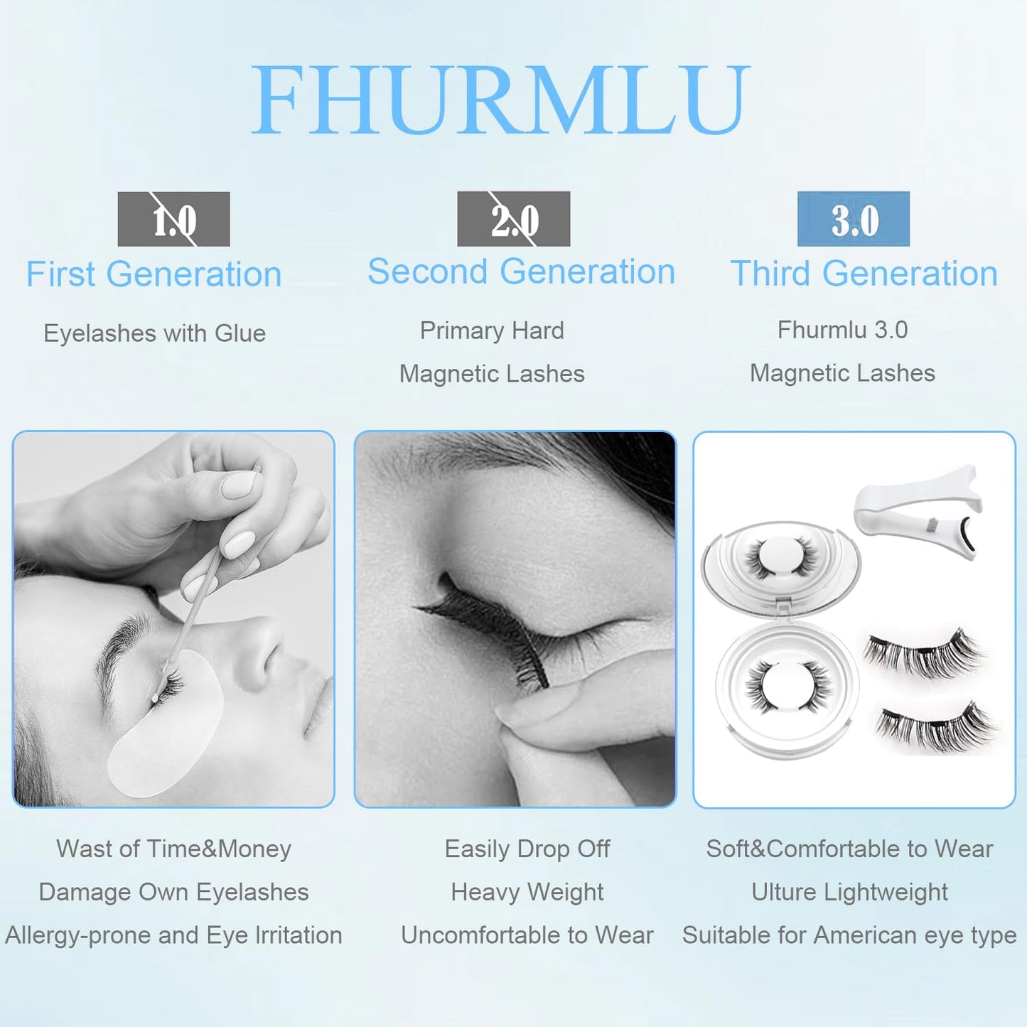 Ealra Craft Magnetic Eyelashes with Applicator,Reusable Magnetic Eyelashes Natural Look,Easy to Wear and Remove Reusable Soft Lashes kit No Glue Needed(Simple)